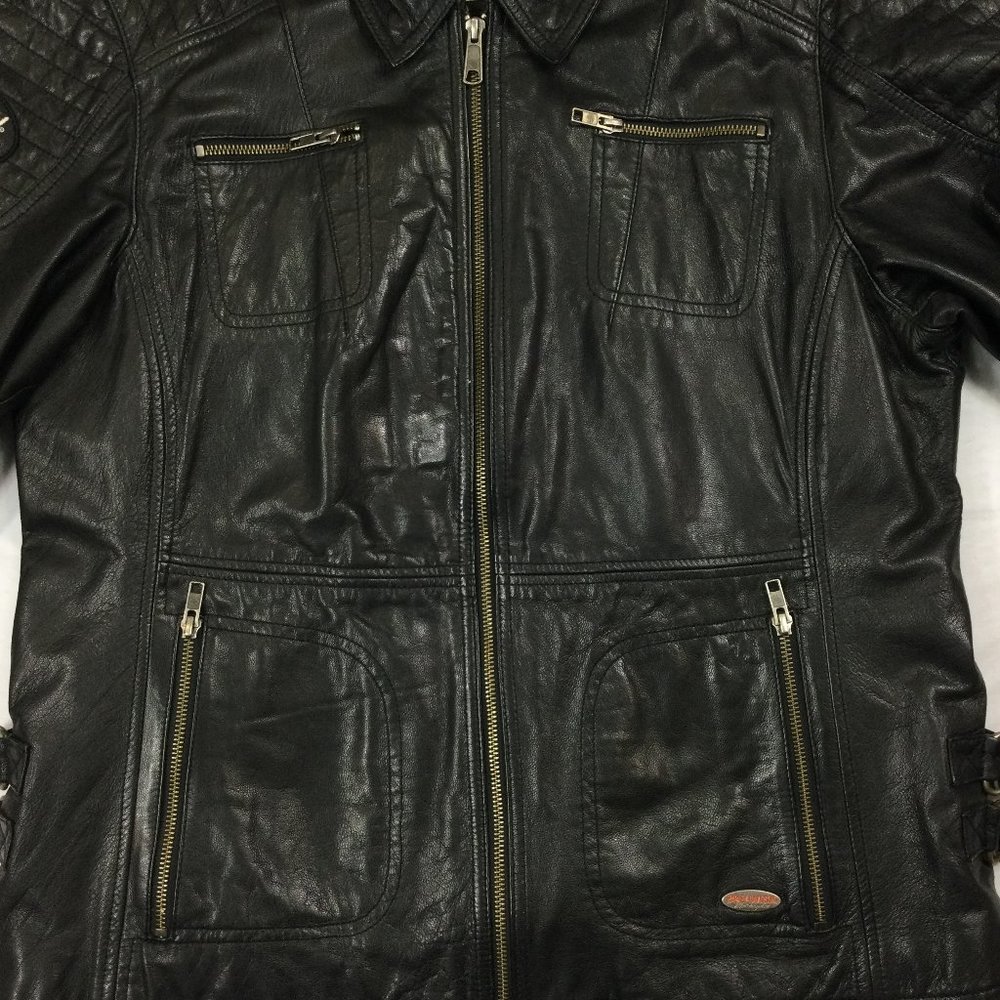 Harley Davidson Valley Motorcycle Jacket Black Leather Womens Size 1W 97166-13VW - Picture 2 of 12